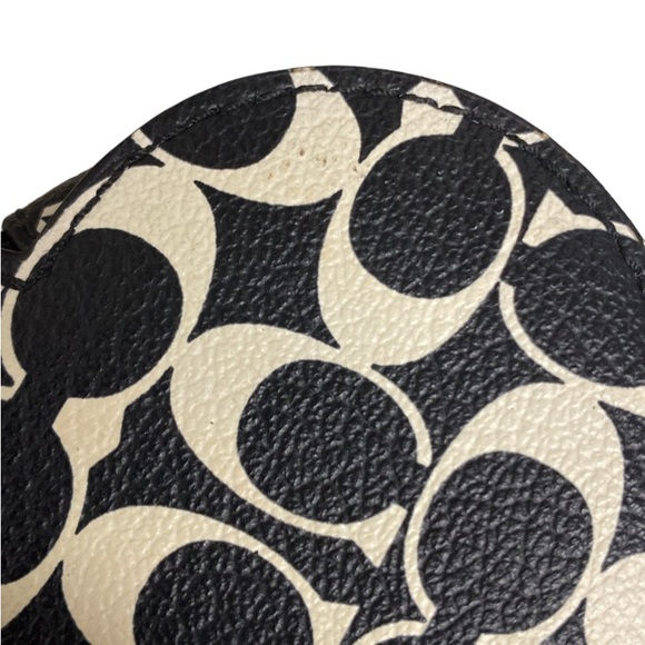 Coach Signature Black White Heart Coin Purse - Picture 3 of 3